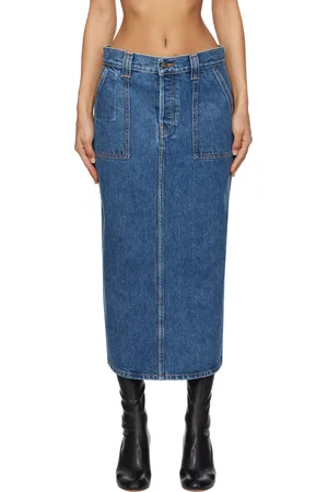 Khaite Blue Genevieve Denim Midi Skirt