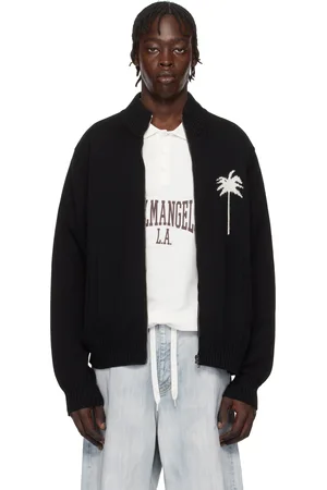 Palm Angels Black Palms Knit Track Jacket