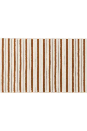 BAINA Off-White & Orange Echo Bath Mat