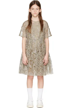 Burberry Kids Beige & Gold Metallic Dress