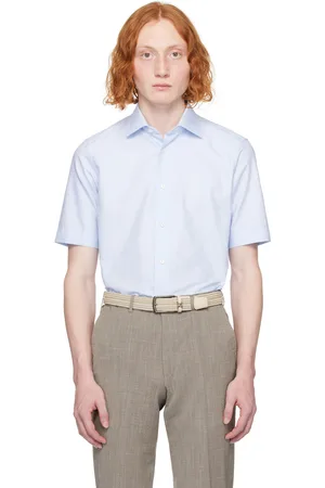Ermenegildo Zegna Blue Spread Collar Shirt