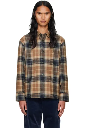 A.P.C. Tan & Navy Bobby Overshirt
