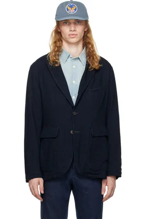 Ralph Lauren Navy Unconstructed Herringbone Sport Blazer