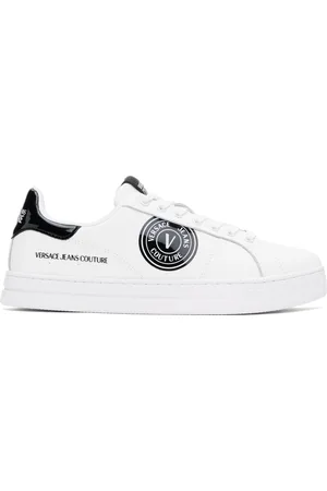 VERSACE White V-Emblem Court 88 Sneakers