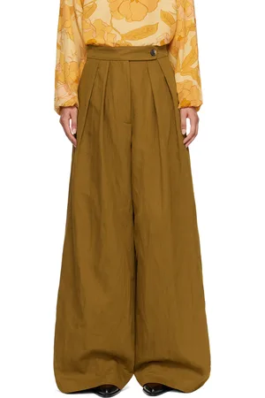 DRIES VAN NOTEN Brown Pleated Trousers
