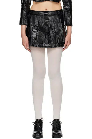 Shushu/Tong Black Pleated Faux-Leather Miniskirt