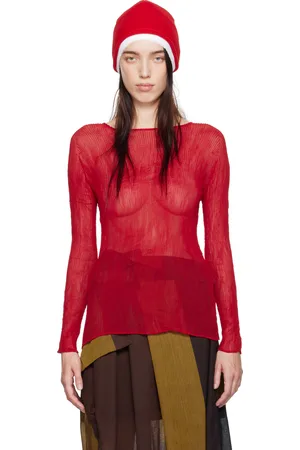 Issey Miyake Red Chiffon Twist 2 T-shirt
