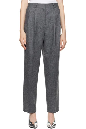 Totême Gray Double-Pleated Tailored Trousers