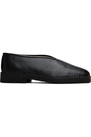 LEMAIRE Black Piped Crepe Slippers
