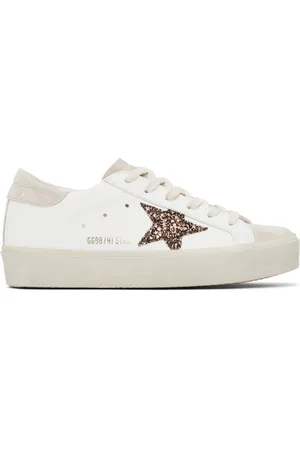 Golden Goose White & Beige Hi Star Sneakers