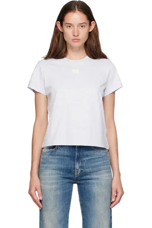 Alexander Wang Gray Puff Logo Shrunken T-shirt