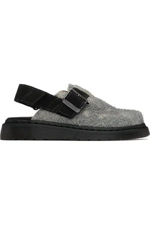 Dr. Martens Gray Jorge II Hairy Suede Slingback Mules