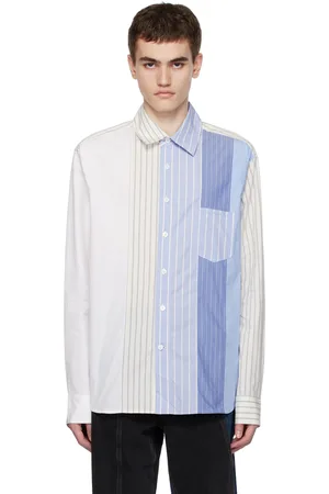 Feng Chen Wang & White Paneled Shirt