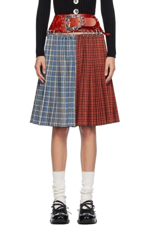 Chopova Lowena Blue & Red Ethel Knee Carabiner Midi Skirt