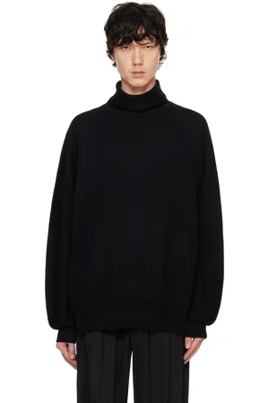 Issey Miyake Black Wool Smooth Knit Turtleneck