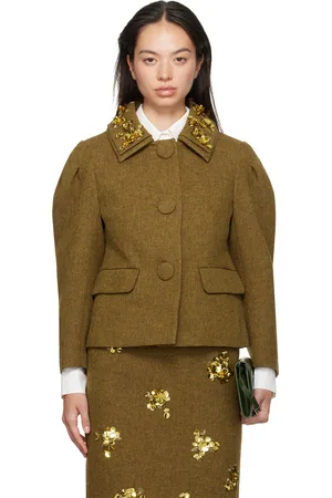 Shushu/Tong Brown Embellished Lapel Collar Jacket