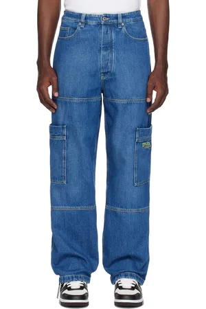 OFF-WHITE Blue Irregular Denim Cargo Pants