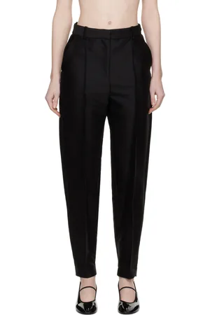 Totême Black Sewn Pleat Trousers