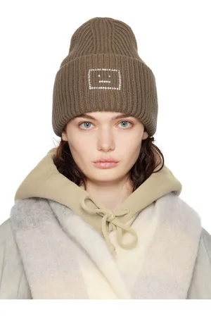 Acne Studios Khaki Embellished Face Logo Beanie