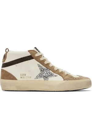 Golden Goose White & Beige Mid Star Sneakers
