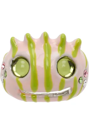Collina Strada Pink & Green Stripe Liberty Frog Ring