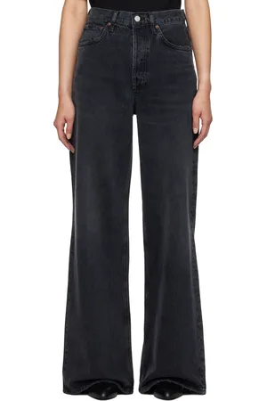 AGOLDE Black Dame High Rise Wide Leg No Cuff Jeans