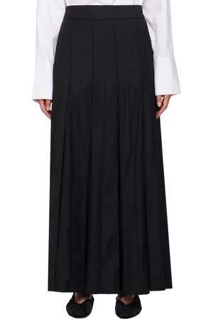 REMAIN Birger Christensen Black Pleated Suiting Maxi Skirt