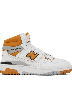 New Balance White & Orange 650 Sneakers