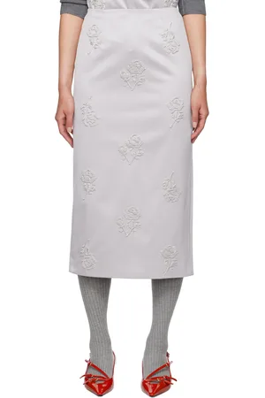 Shushu/Tong Gray Appliqué Midi Skirt