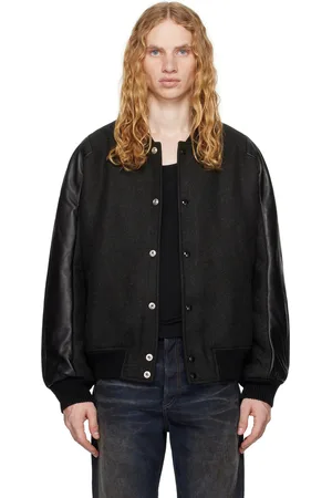 Acne Studios Black Wool & Leather Bomber Jacket