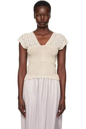 Baserange Off-White Nehru Tank Top