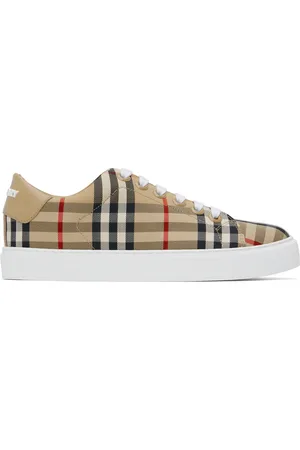 Burberry Beige Check & Leather Sneakers