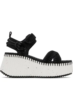 Chloé Black Nama Wedge Sandals
