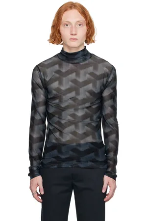 DRIES VAN NOTEN Navy Graphic Turtleneck