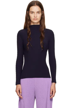 Issey Miyake Navy Orbicular Pleats Top