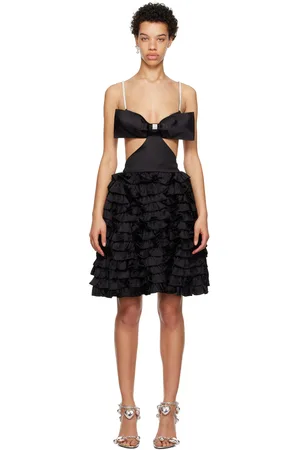 Shushu/Tong Black Mercerized Cutout Mini Dress