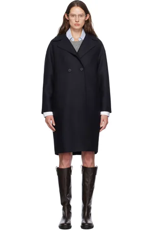 Harris Wharf London Navy Dropped Shoulder Coat