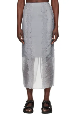 Cecilie Bahnsen Gray Olympia Midi Skirt
