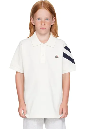 Moncler Kids White Logo Patch Polo