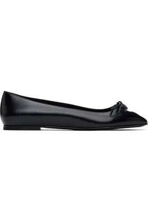 Alaïa Black Lace-Up Ballerina Flats