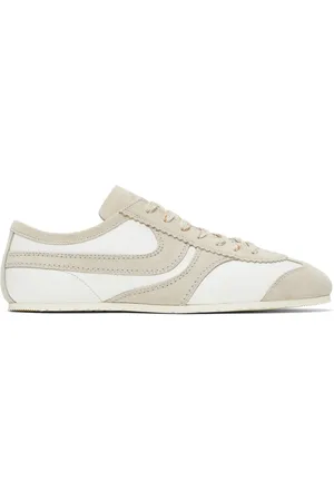 DRIES VAN NOTEN White & Beige Suede Sneakers