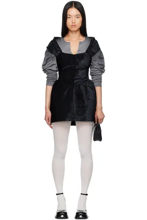 Shushu/Tong Black Sweetheart Neck Minidress