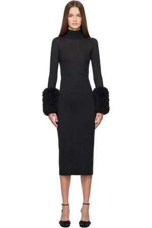 Alaïa Black Bubble Cuff Midi Dress