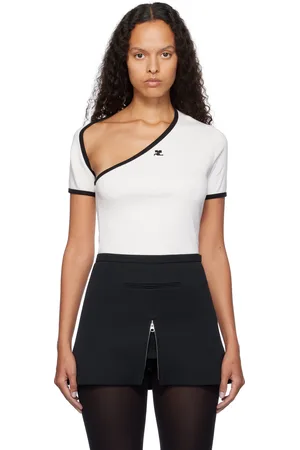 Courrèges White & Black Slash Contrast T-shirt