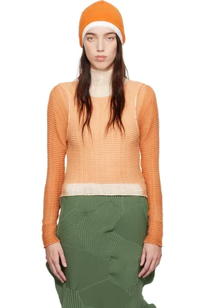 Issey Miyake Tan Layered Color Pleats Turtleneck