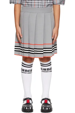 Burberry Kids Gray Striped Skirt