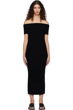 Totême Black Off-Shoulder Midi Dress