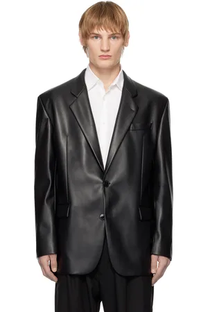 HUGO BOSS Black Vented Faux-Leather Blazer