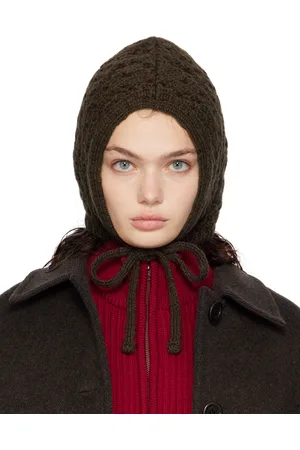 AMOMENTO Brown Crochet Knit Bonnet
