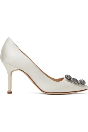 Manolo Blahnik Off-White Hangisi 90 Heels